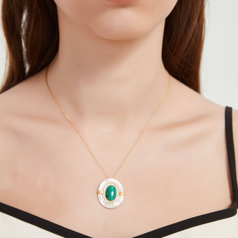 Green Malachite Mother Of Pearls Necklace - House Of Pearls